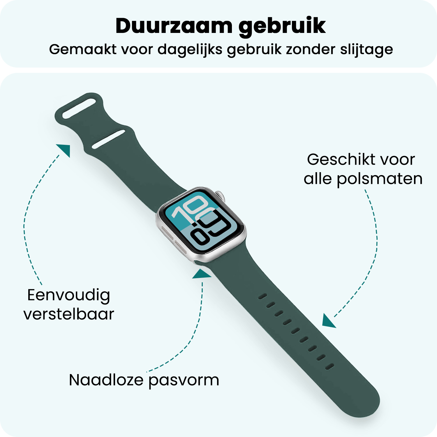 Forterra Forterra Apple Watch Bandje Siliconen Verstelbaar (38/40/41 mm) - Donkergroen