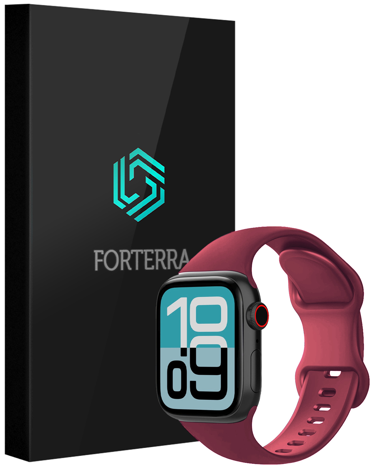 Forterra Forterra Apple Watch Bandje Siliconen Verstelbaar (38/40/41 mm) - Donker Rood
