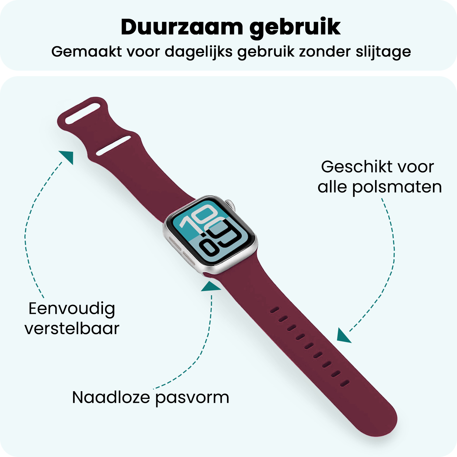 Forterra Forterra Apple Watch Bandje Siliconen Verstelbaar (38/40/41 mm) - Donker Rood