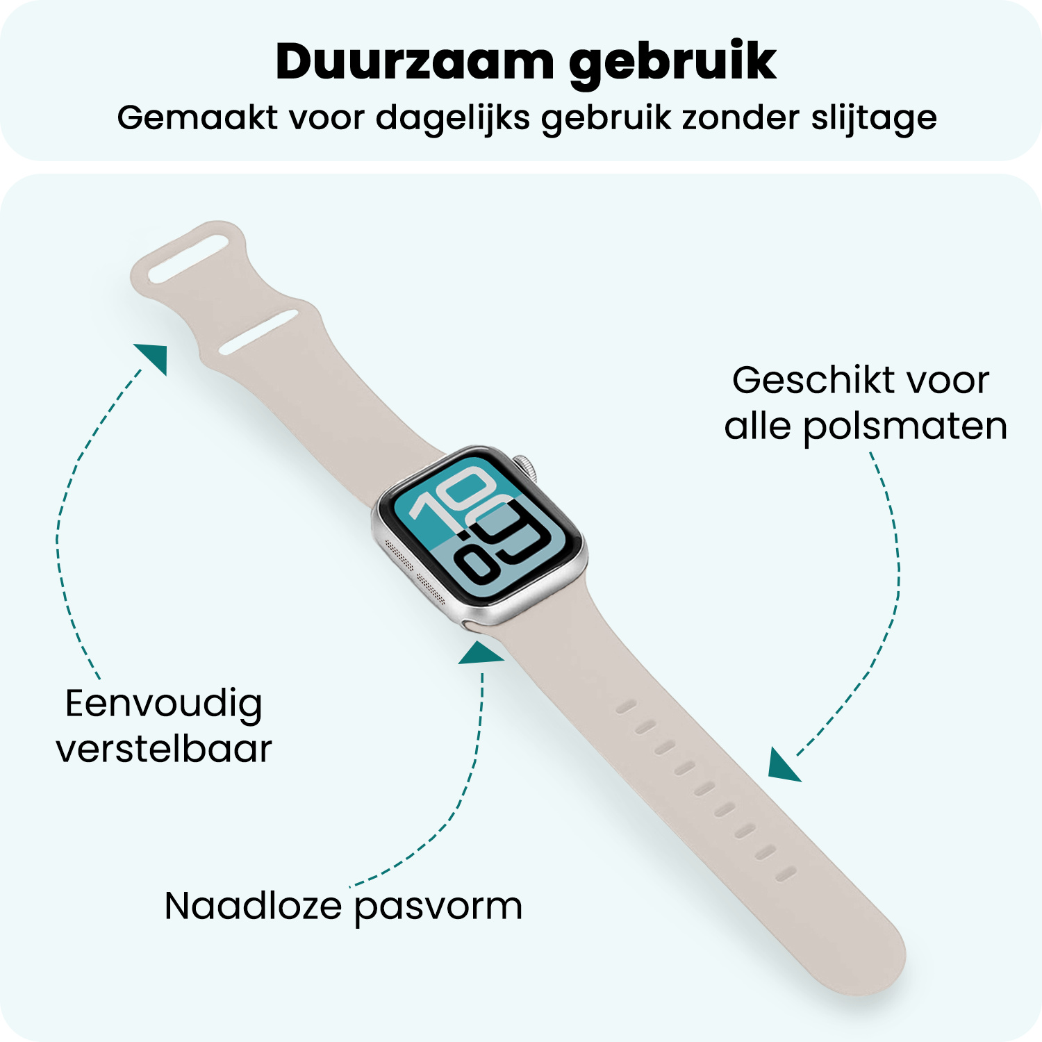 Forterra Forterra Apple Watch Bandje Siliconen Verstelbaar (38/40/41 mm) - Ivoor