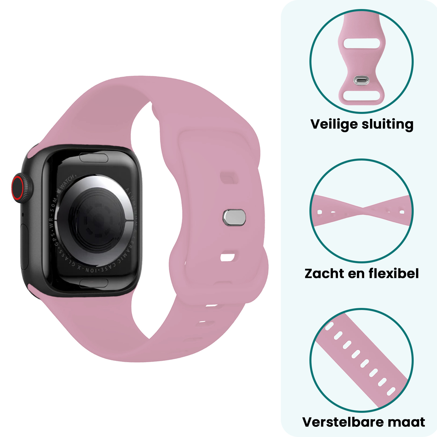 Forterra Forterra Apple Watch Bandje Siliconen Verstelbaar (38/40/41 mm) - Lila