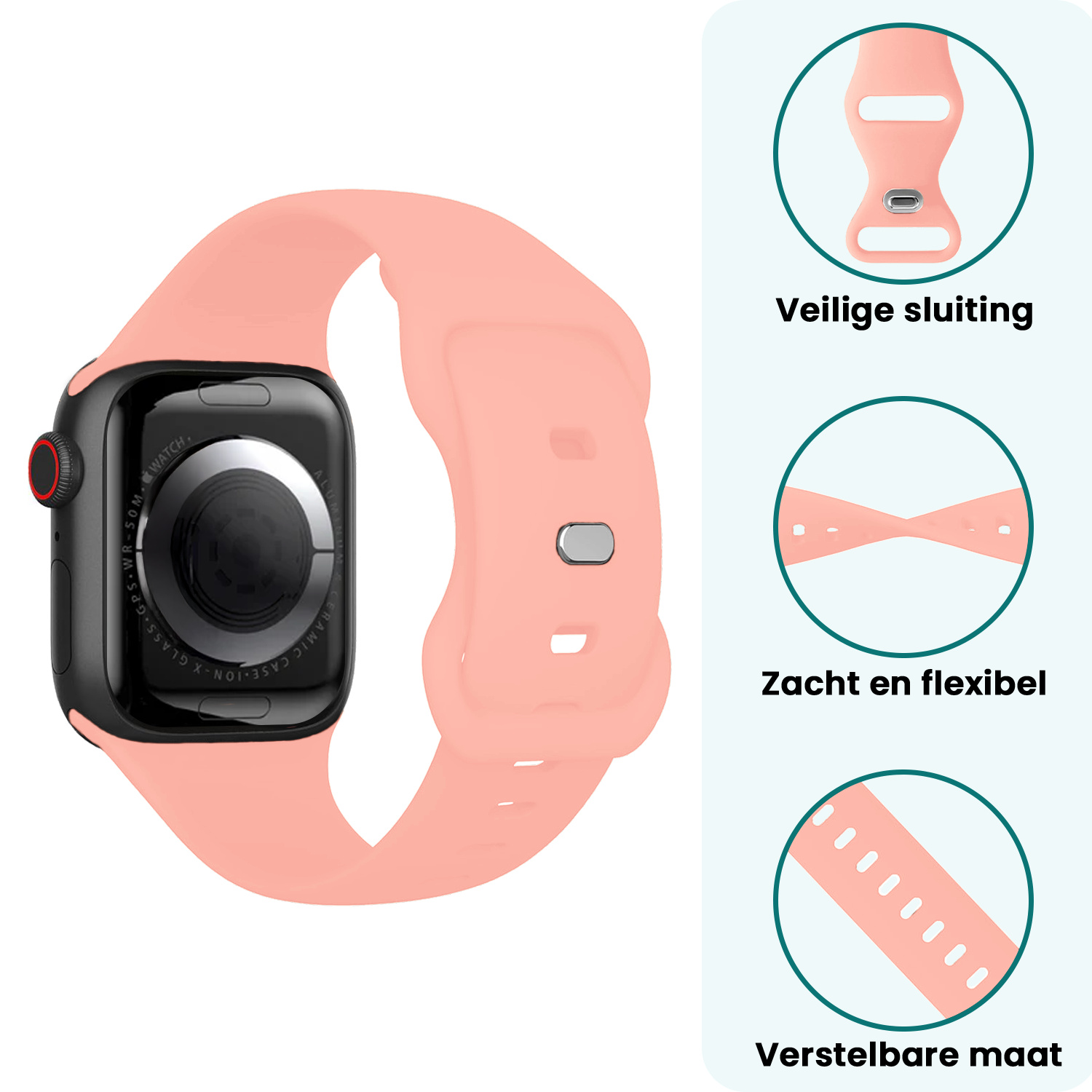 Forterra Forterra Apple Watch Bandje Siliconen Verstelbaar (38/40/41 mm) - Mint