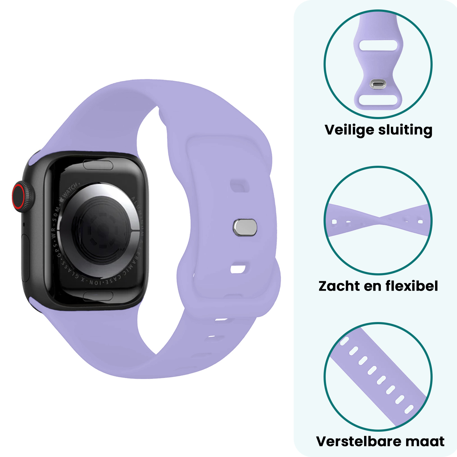 Forterra Forterra Apple Watch Bandje Siliconen Verstelbaar (38/40/41 mm) - Violet
