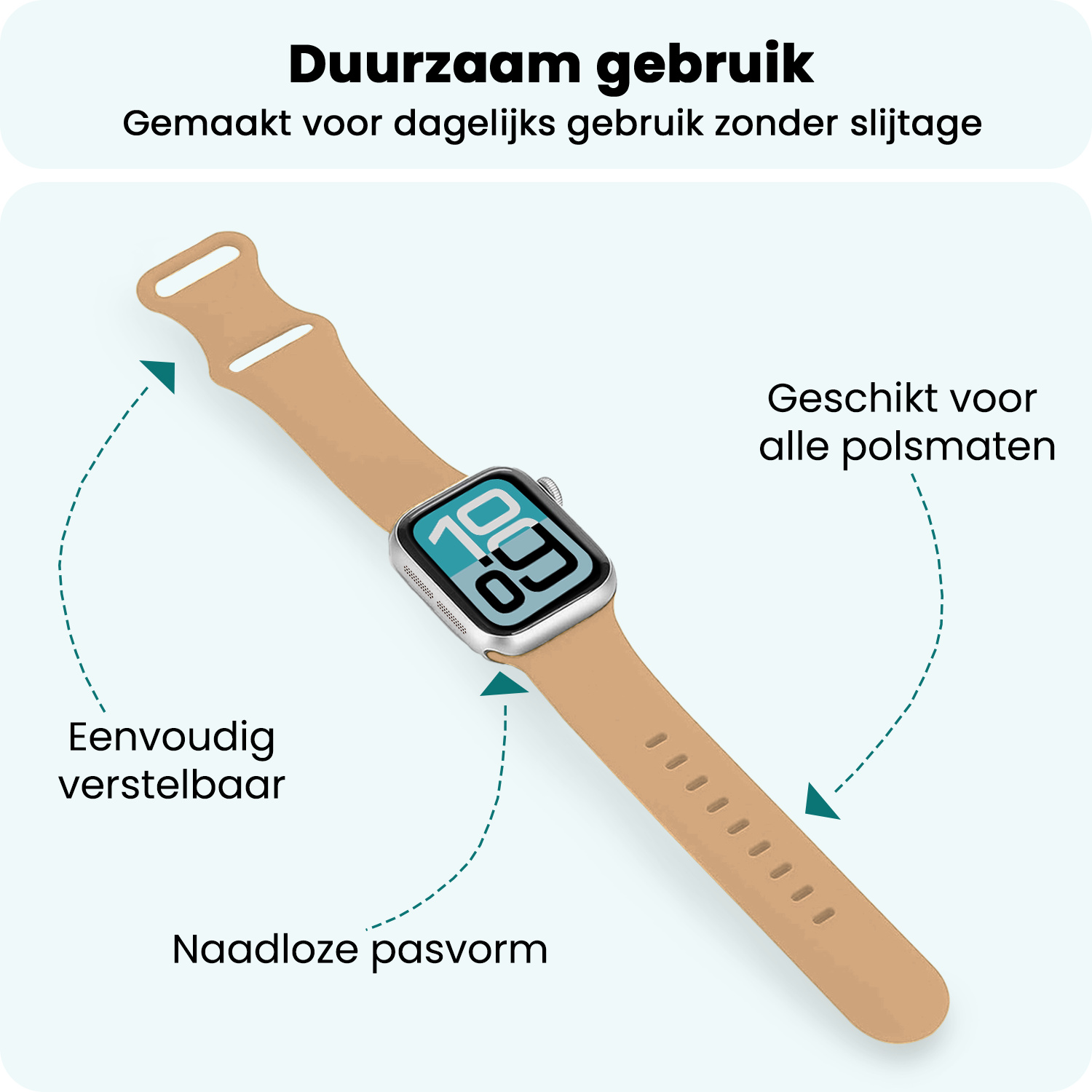 Forterra Forterra Apple Watch Bandje Siliconen Verstelbaar (38/40/41 mm) - Walnoot