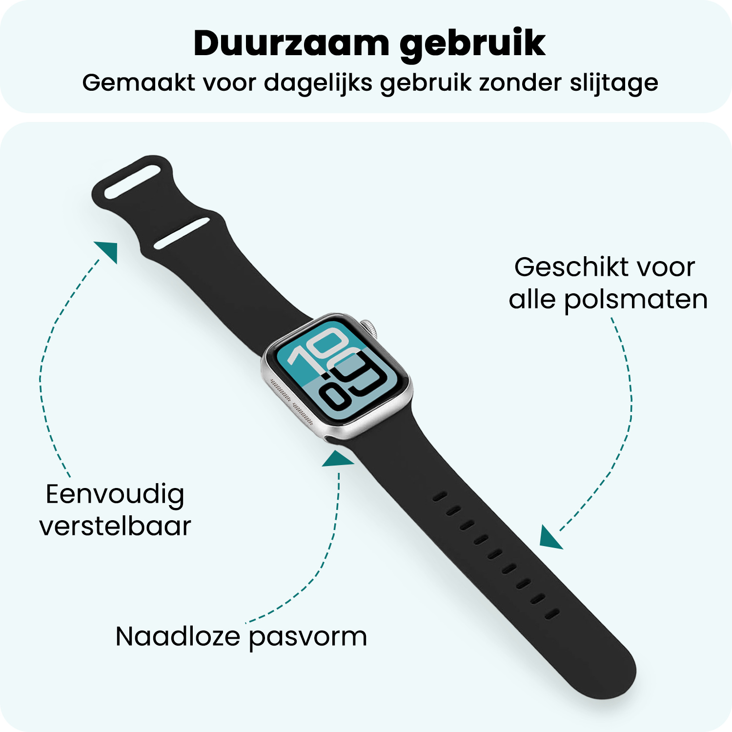 Forterra Forterra Apple Watch Bandje Siliconen Verstelbaar (38/40/41 mm) - Zwart