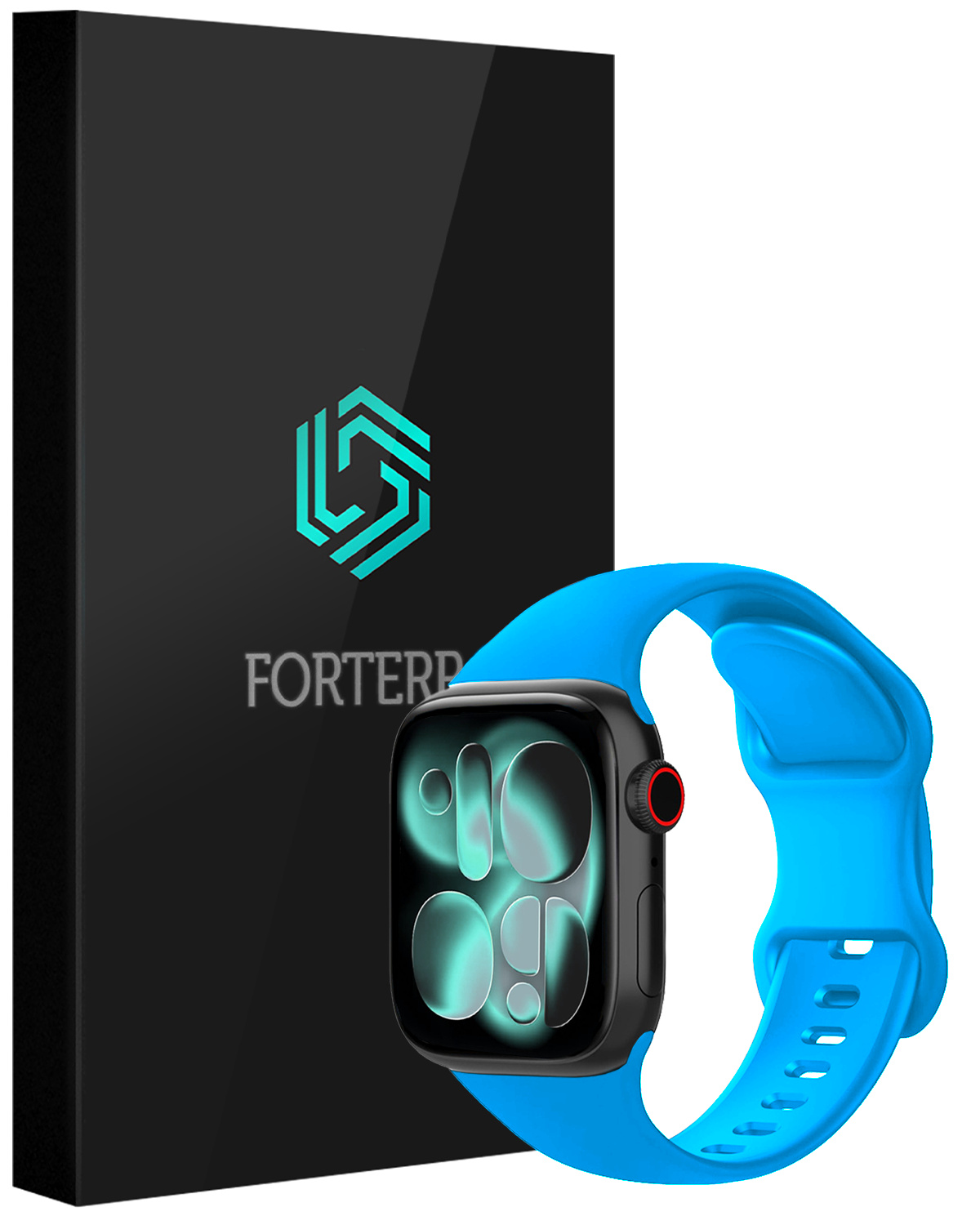 Forterra Forterra Apple Watch Bandje Siliconen Verstelbaar (42/44/45/46 mm) - Blauw