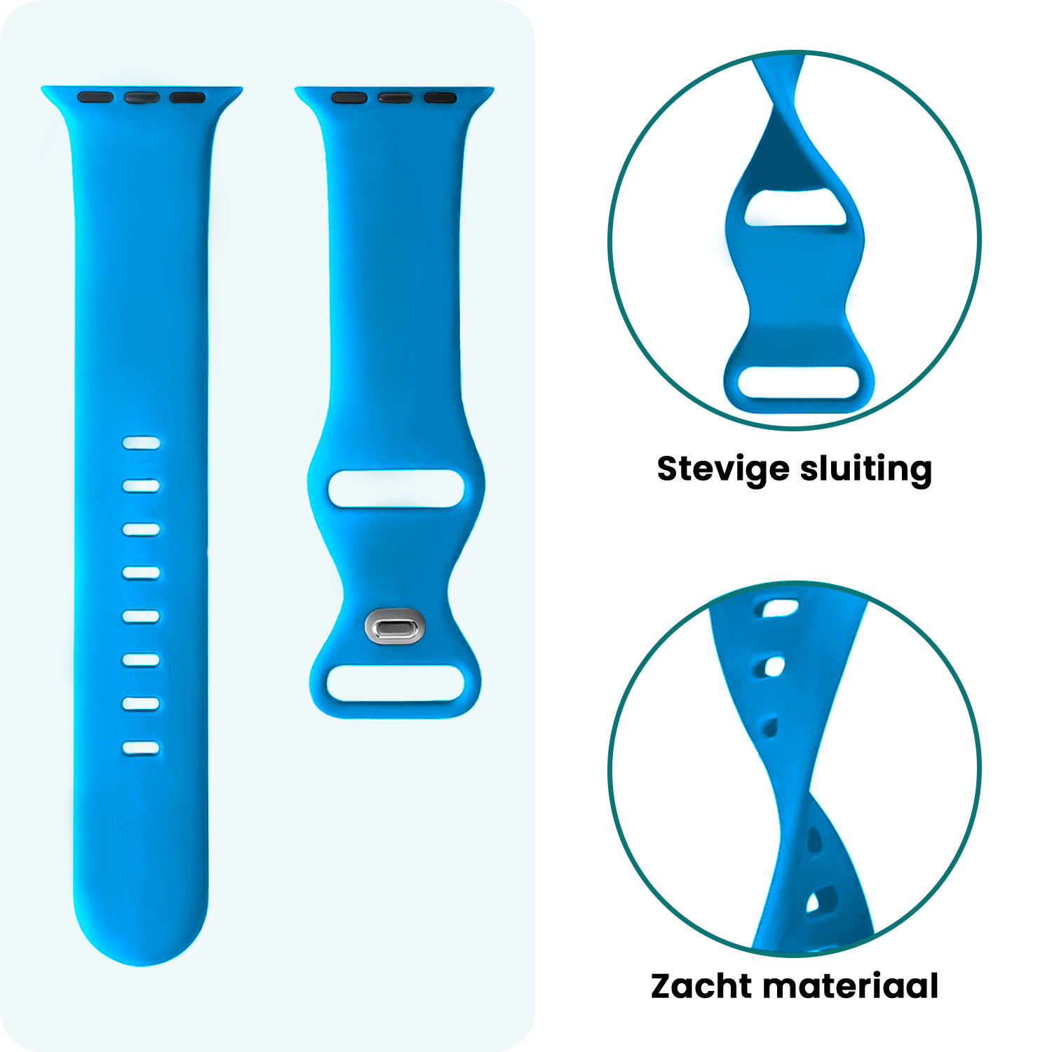 Forterra Forterra Apple Watch Bandje Siliconen Verstelbaar (42/44/45/46 mm) - Blauw