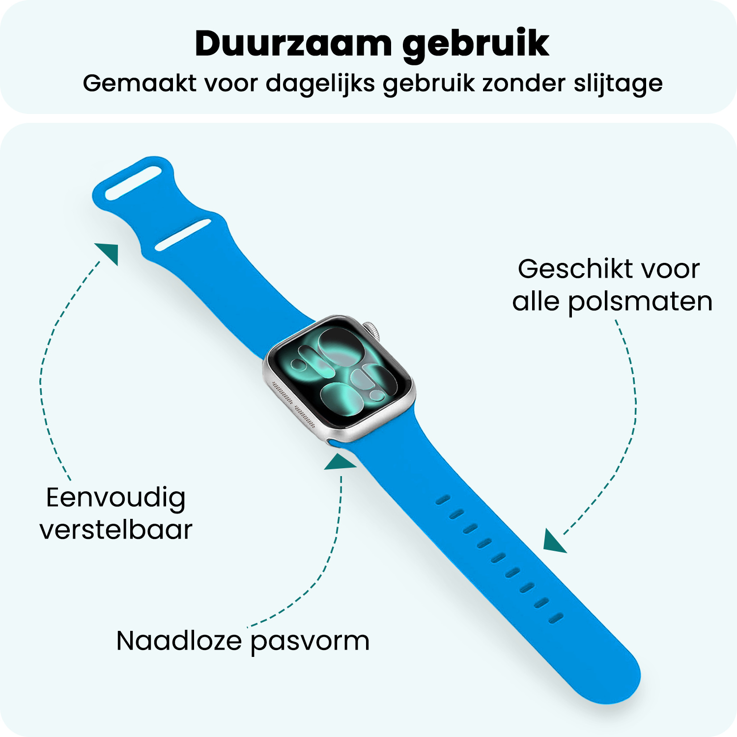 Forterra Forterra Apple Watch Bandje Siliconen Verstelbaar (42/44/45/46 mm) - Blauw
