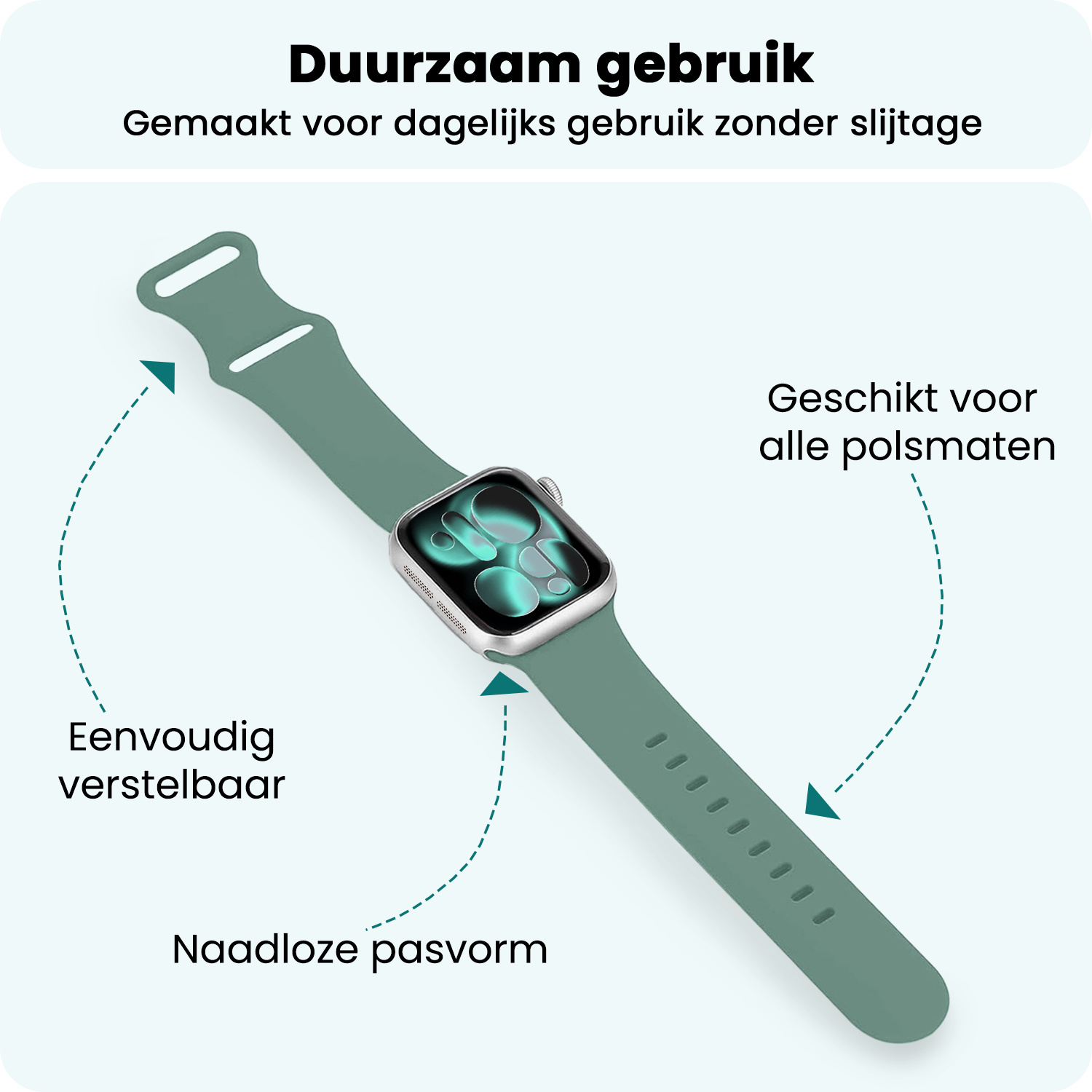 Forterra Forterra Apple Watch Bandje Siliconen Verstelbaar (42/44/45/46 mm) - Cactus