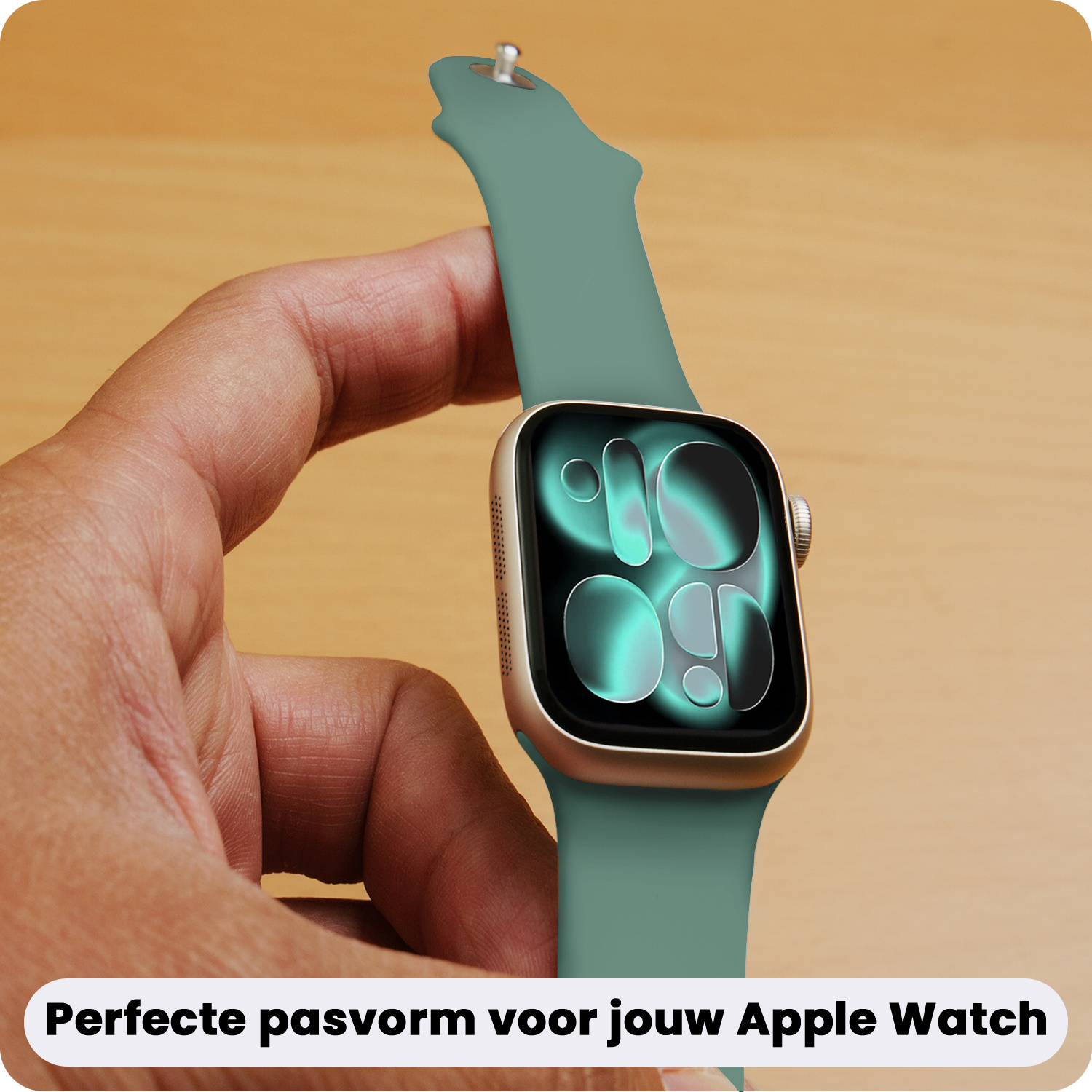 Forterra Forterra Apple Watch Bandje Siliconen Verstelbaar (42/44/45/46 mm) - Cactus