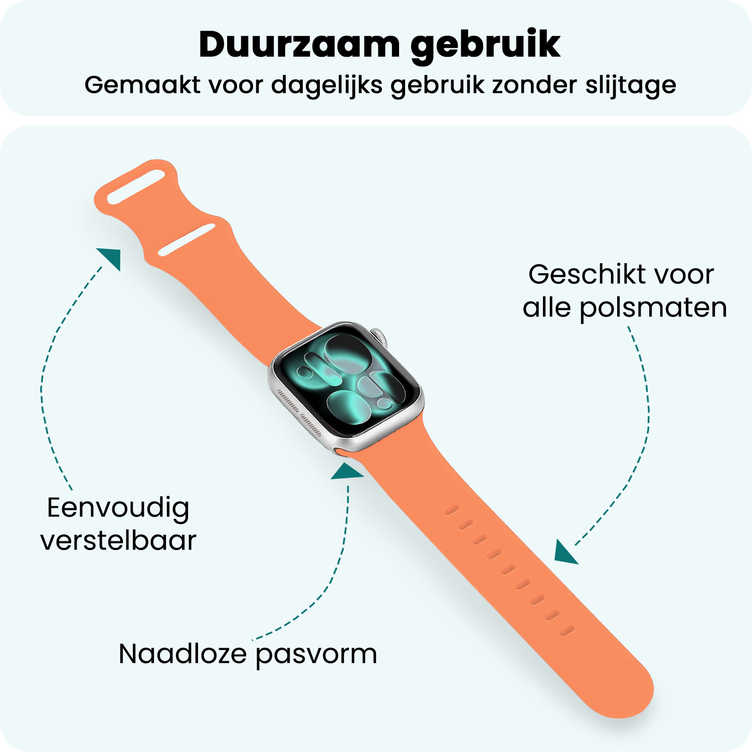 Forterra Forterra Apple Watch Bandje Siliconen Verstelbaar (42/44/45/46 mm) - Calendula