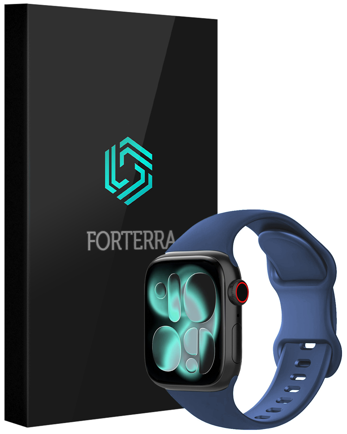 Forterra Forterra Apple Watch Bandje Siliconen Verstelbaar (42/44/45/46 mm) - Donkerblauw