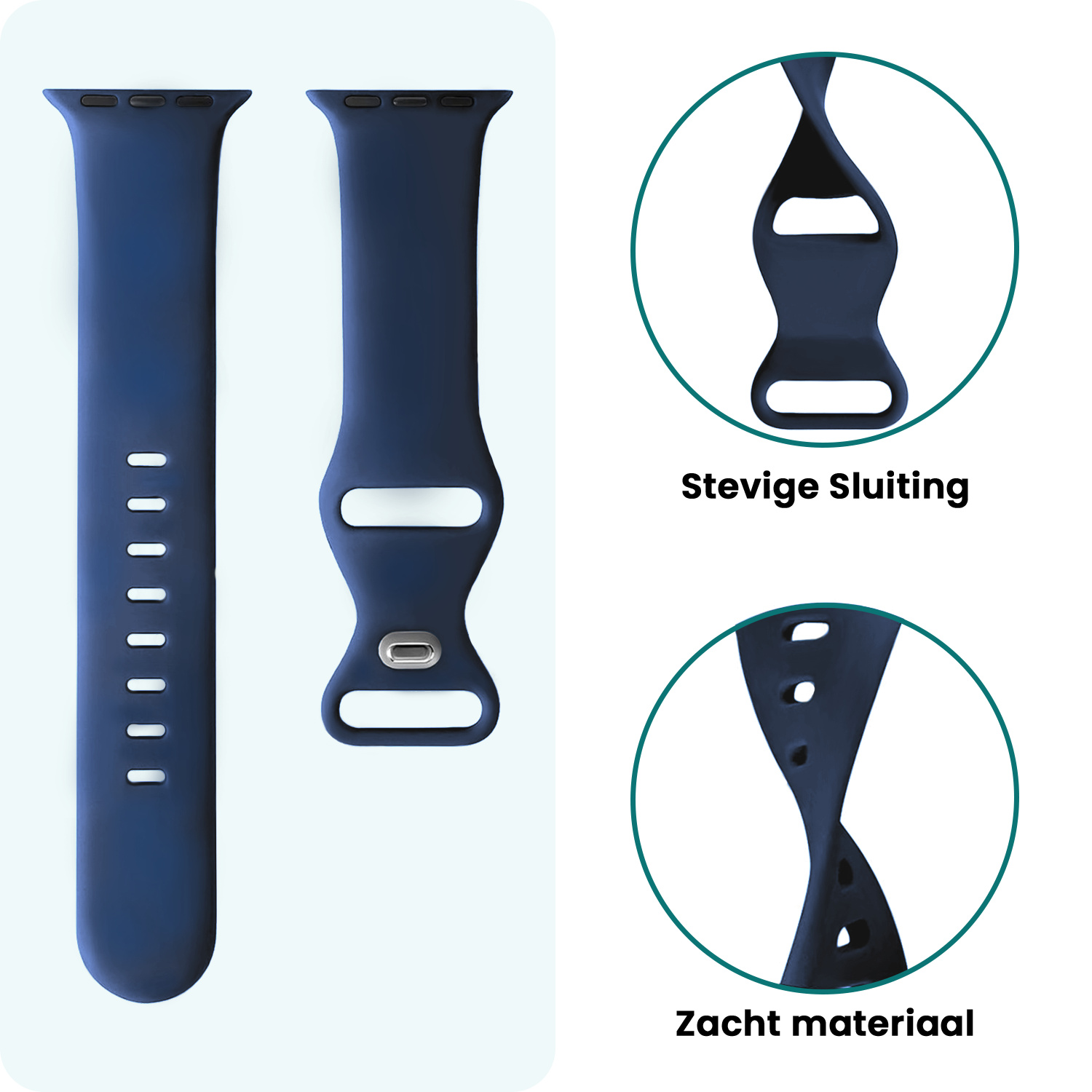 Forterra Forterra Apple Watch Bandje Siliconen Verstelbaar (42/44/45/46 mm) - Donkerblauw