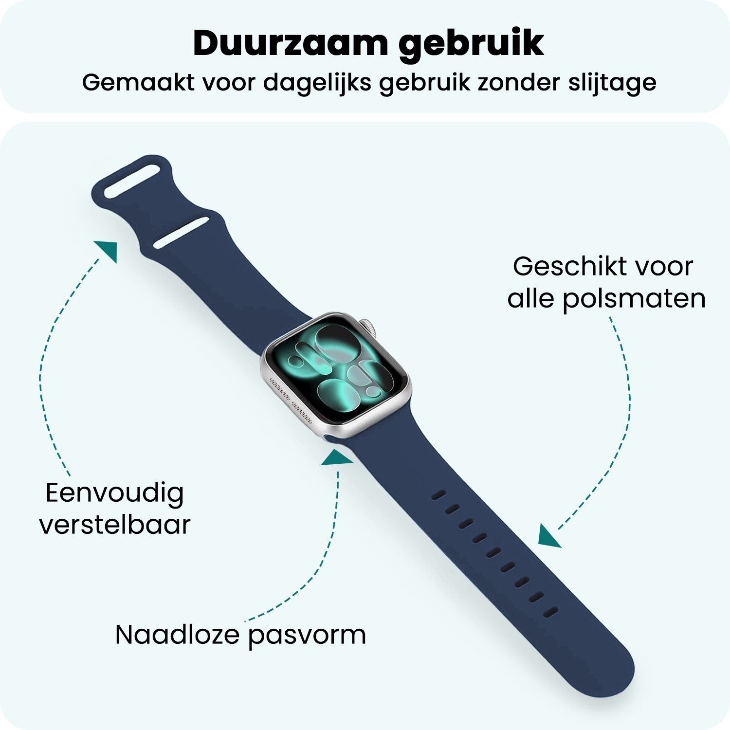 Forterra Forterra Apple Watch Bandje Siliconen Verstelbaar (42/44/45/46 mm) - Donkerblauw