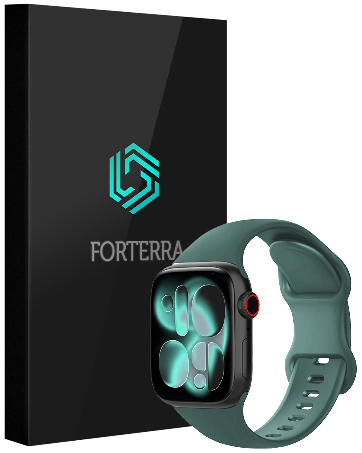Forterra Forterra Apple Watch Bandje Siliconen Verstelbaar (42/44/45/46 mm) - Donkergroen