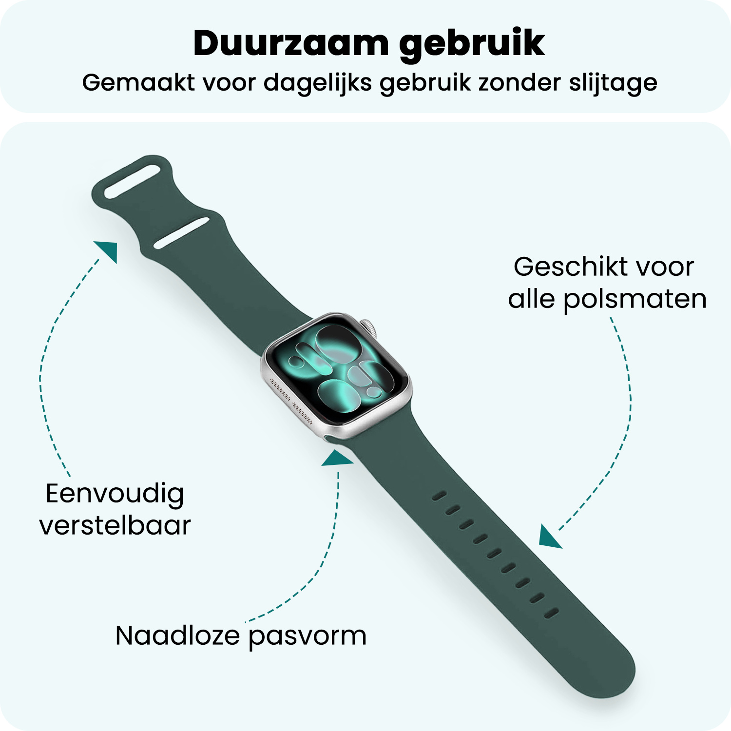 Forterra Forterra Apple Watch Bandje Siliconen Verstelbaar (42/44/45/46 mm) - Donkergroen