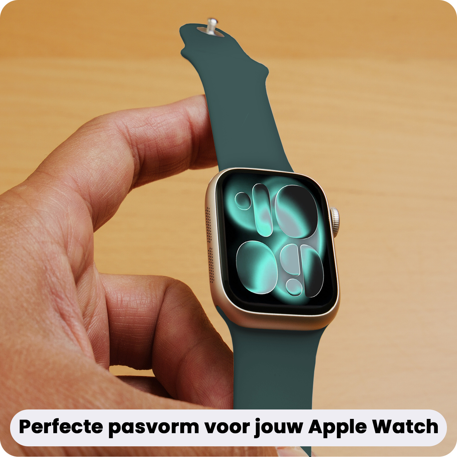 Forterra Forterra Apple Watch Bandje Siliconen Verstelbaar (42/44/45/46 mm) - Donkergroen