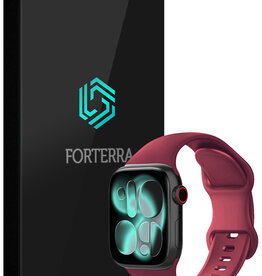 Forterra Forterra Apple Watch Bandje Siliconen Verstelbaar (42/44/45/46 mm) - Donker Rood