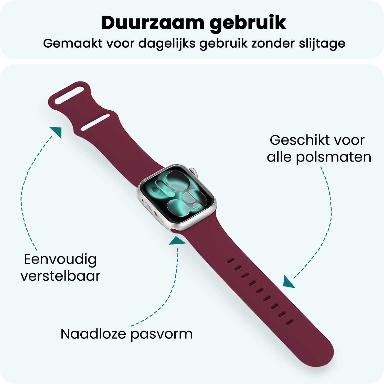 Forterra Forterra Apple Watch Bandje Siliconen Verstelbaar (42/44/45/46 mm) - Donker Rood