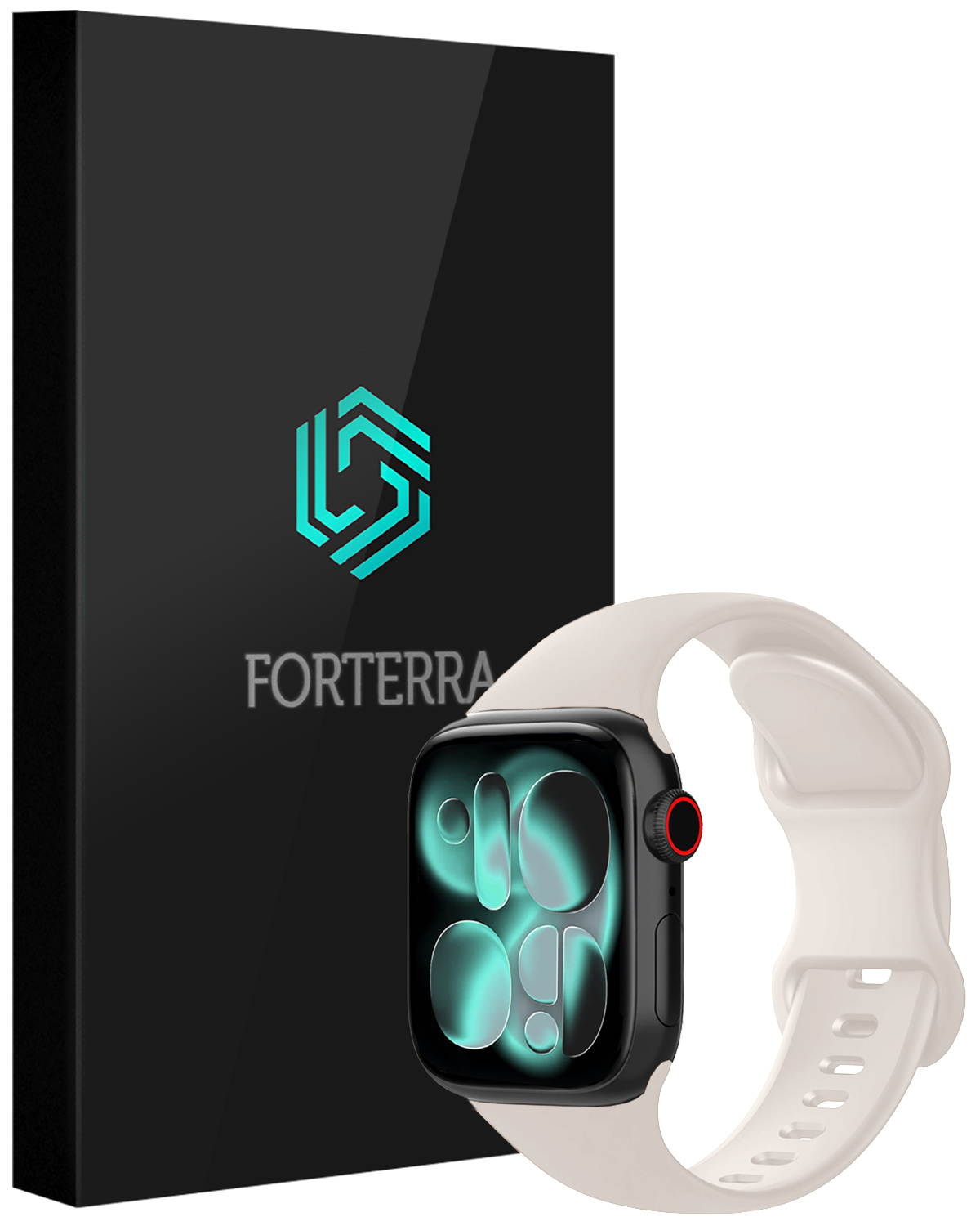 Forterra Forterra Apple Watch Bandje Siliconen Verstelbaar (42/44/45/46 mm) - Ivoor