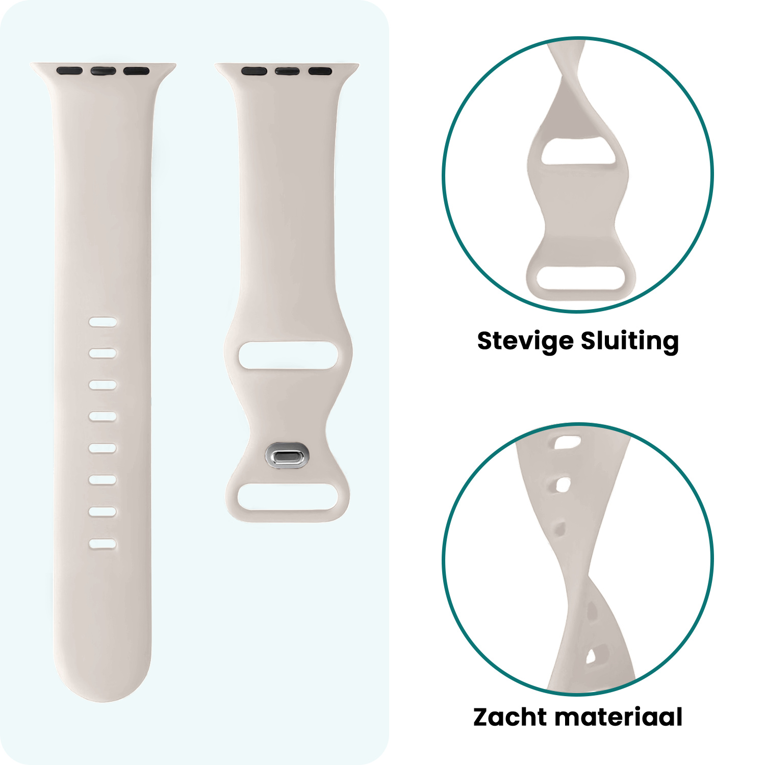 Forterra Forterra Apple Watch Bandje Siliconen Verstelbaar (42/44/45/46 mm) - Ivoor
