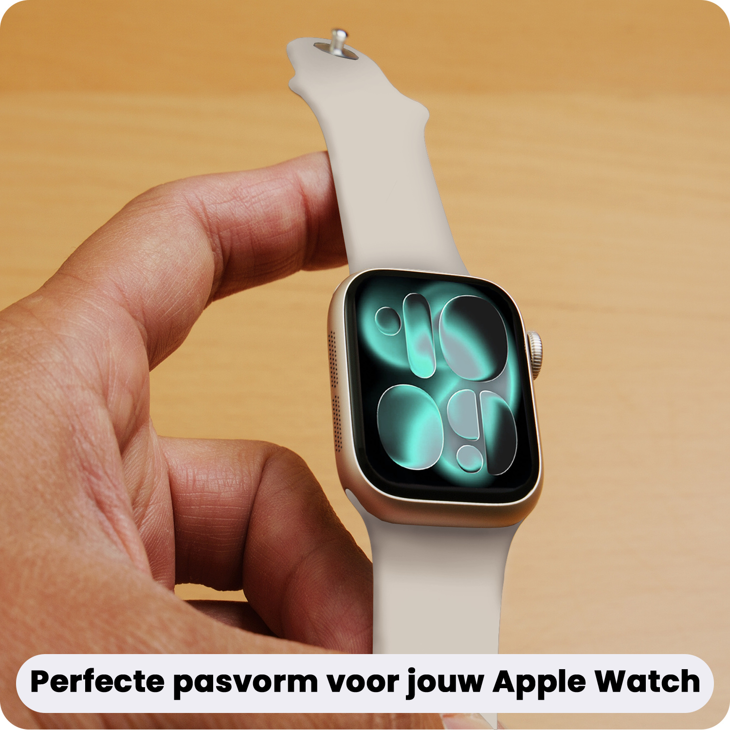 Forterra Forterra Apple Watch Bandje Siliconen Verstelbaar (42/44/45/46 mm) - Ivoor