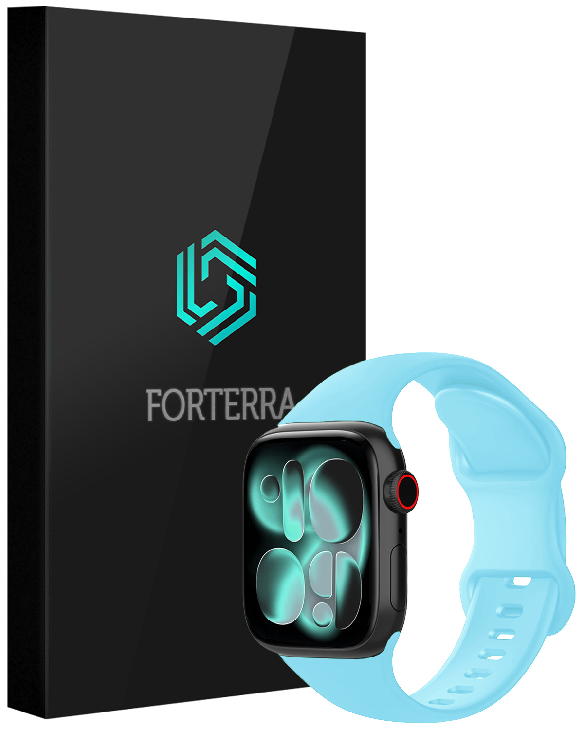 Forterra Forterra Apple Watch Bandje Siliconen Verstelbaar (42/44/45/46 mm) - Lichtblauw
