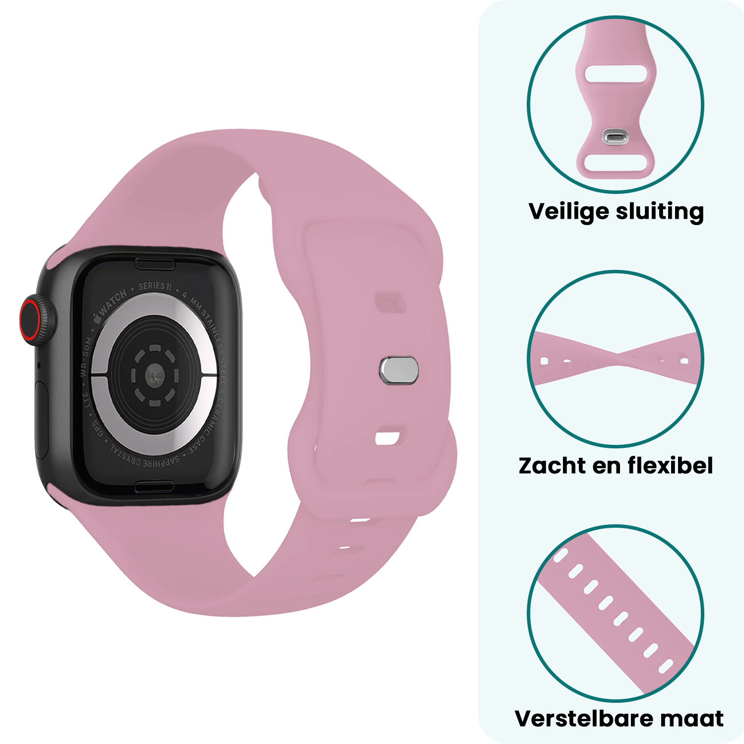 Forterra Forterra Apple Watch Bandje Siliconen Verstelbaar (42/44/45/46 mm) - Lila