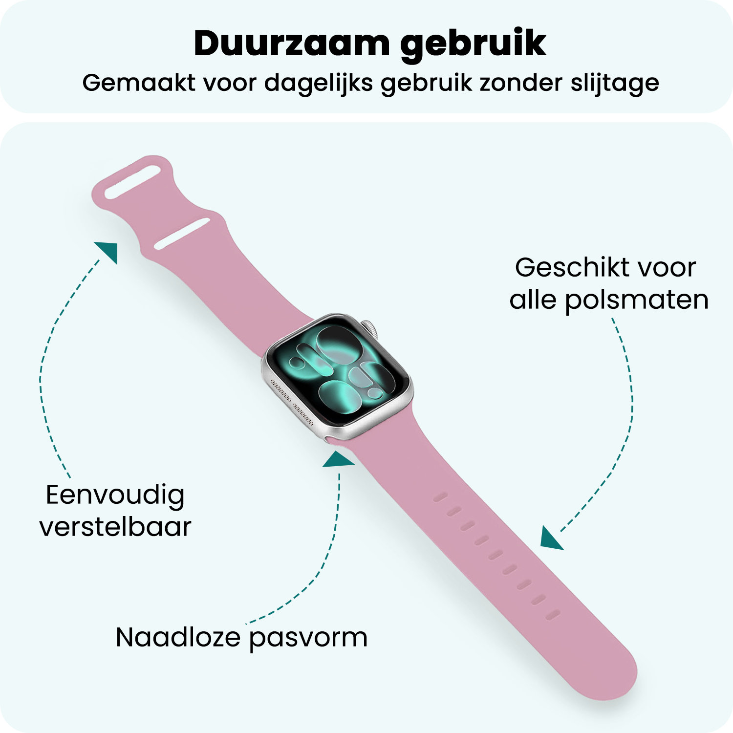 Forterra Forterra Apple Watch Bandje Siliconen Verstelbaar (42/44/45/46 mm) - Lila