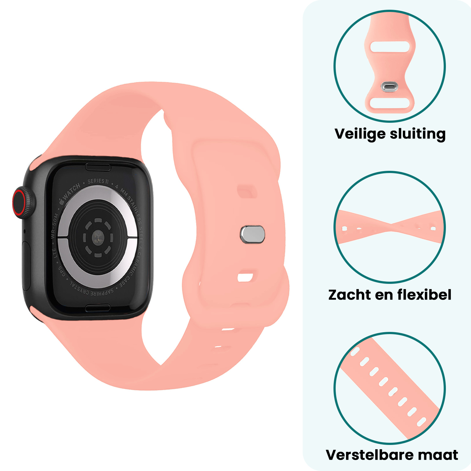 Forterra Forterra Apple Watch Bandje Siliconen Verstelbaar (42/44/45/46 mm) - Mint
