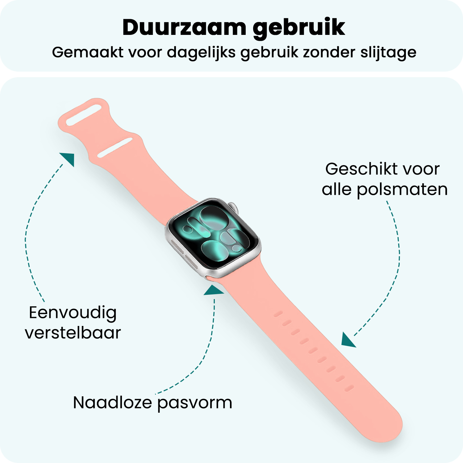 Forterra Forterra Apple Watch Bandje Siliconen Verstelbaar (42/44/45/46 mm) - Mint