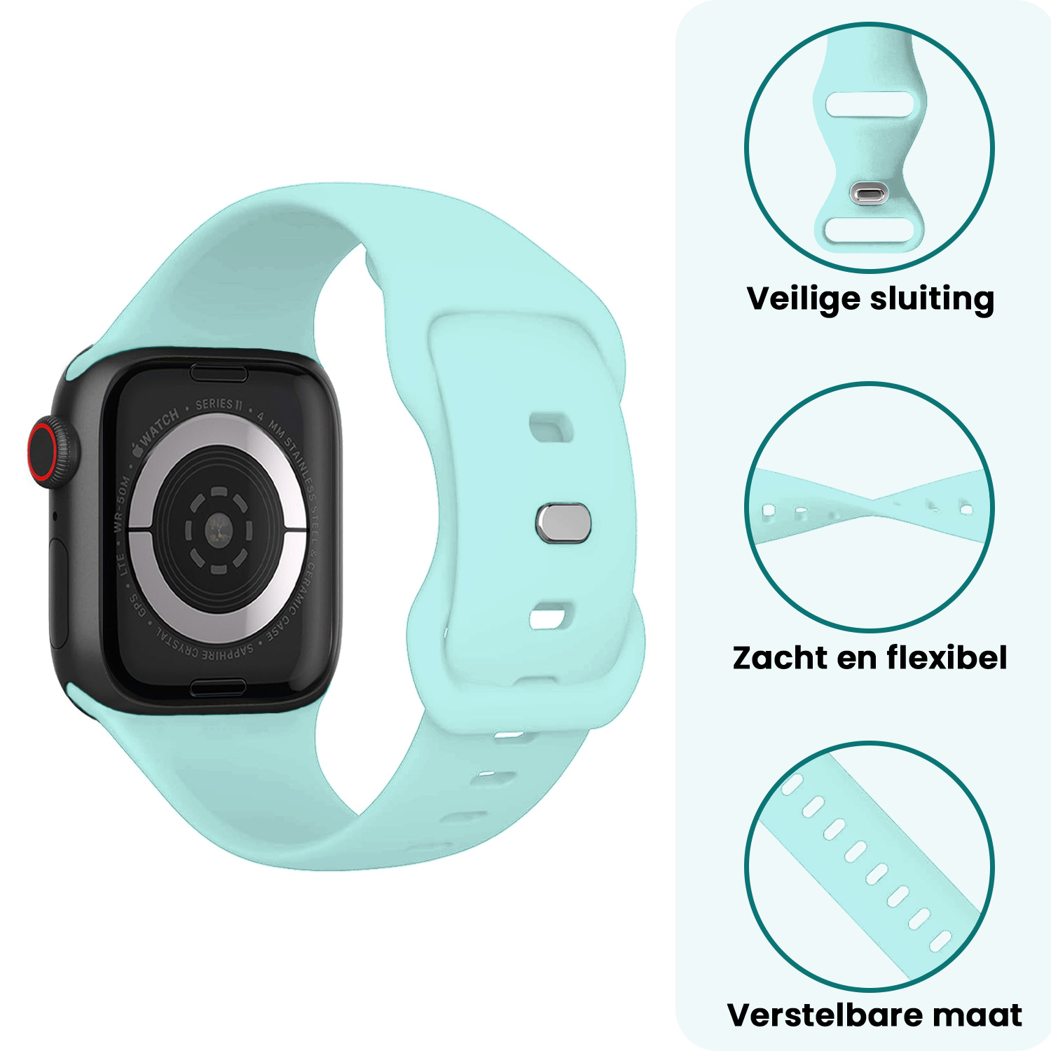 Forterra Forterra Apple Watch Bandje Siliconen Verstelbaar (42/44/45/46 mm) - Oud Roze