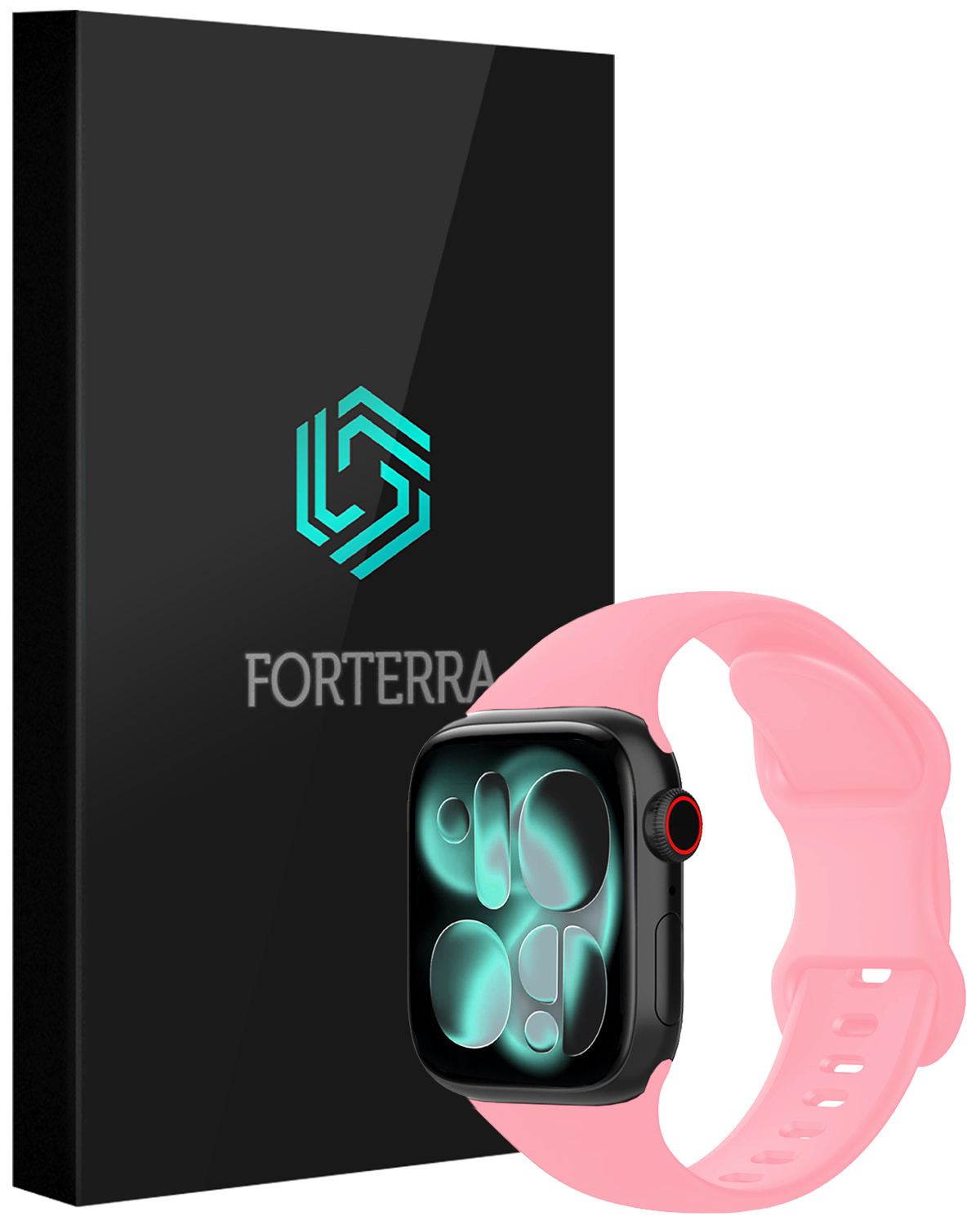 Forterra Forterra Apple Watch Bandje Siliconen Verstelbaar (42/44/45/46 mm) - Roze