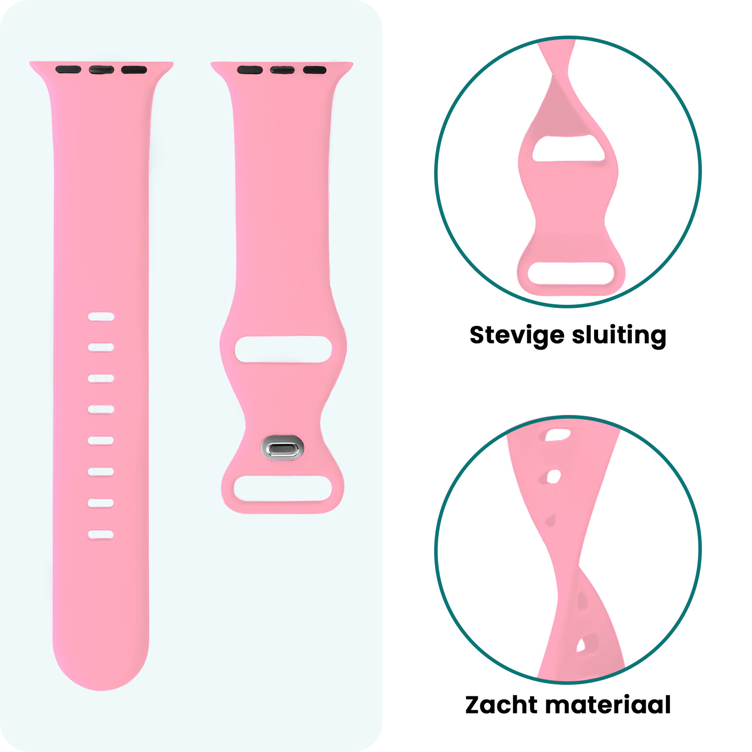 Forterra Forterra Apple Watch Bandje Siliconen Verstelbaar (42/44/45/46 mm) - Roze