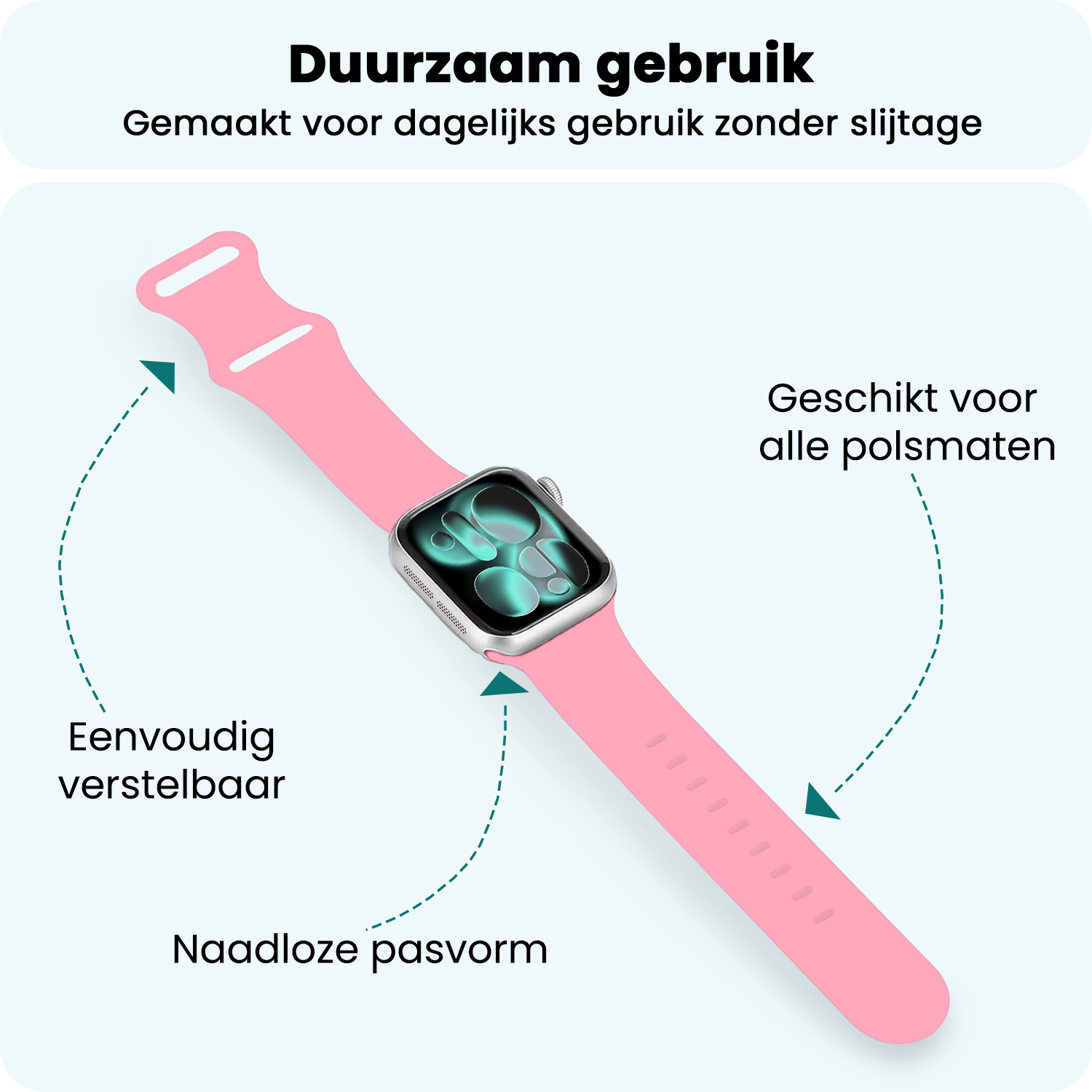 Forterra Forterra Apple Watch Bandje Siliconen Verstelbaar (42/44/45/46 mm) - Roze