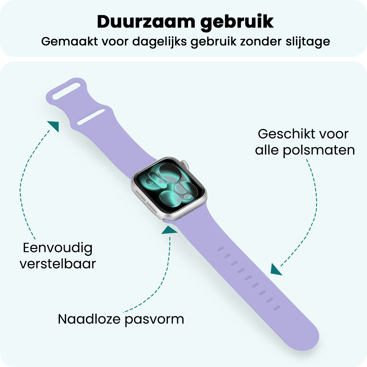 Forterra Forterra Apple Watch Bandje Siliconen Verstelbaar (42/44/45/46 mm) - Violet