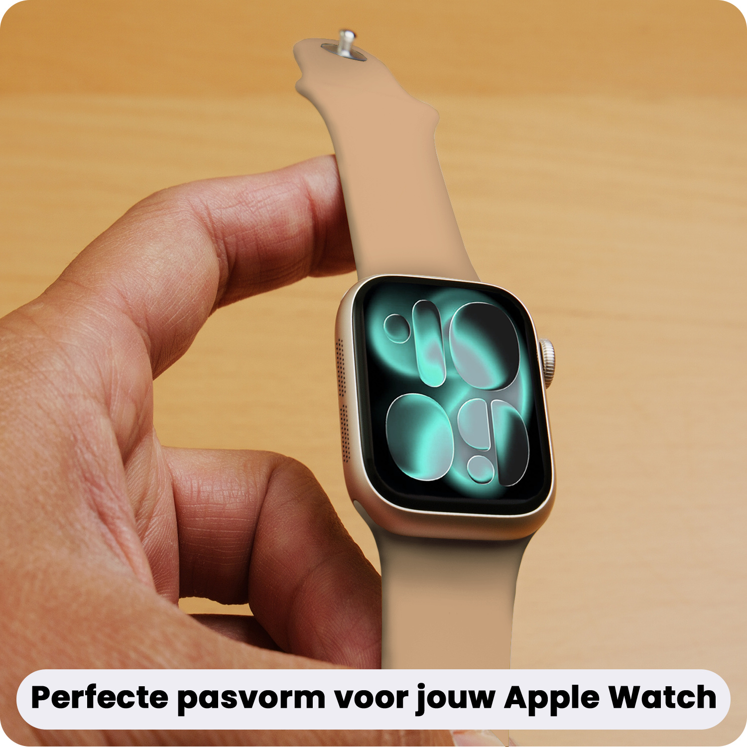 Forterra Forterra Apple Watch Bandje Siliconen Verstelbaar (42/44/45/46 mm) - Walnoot