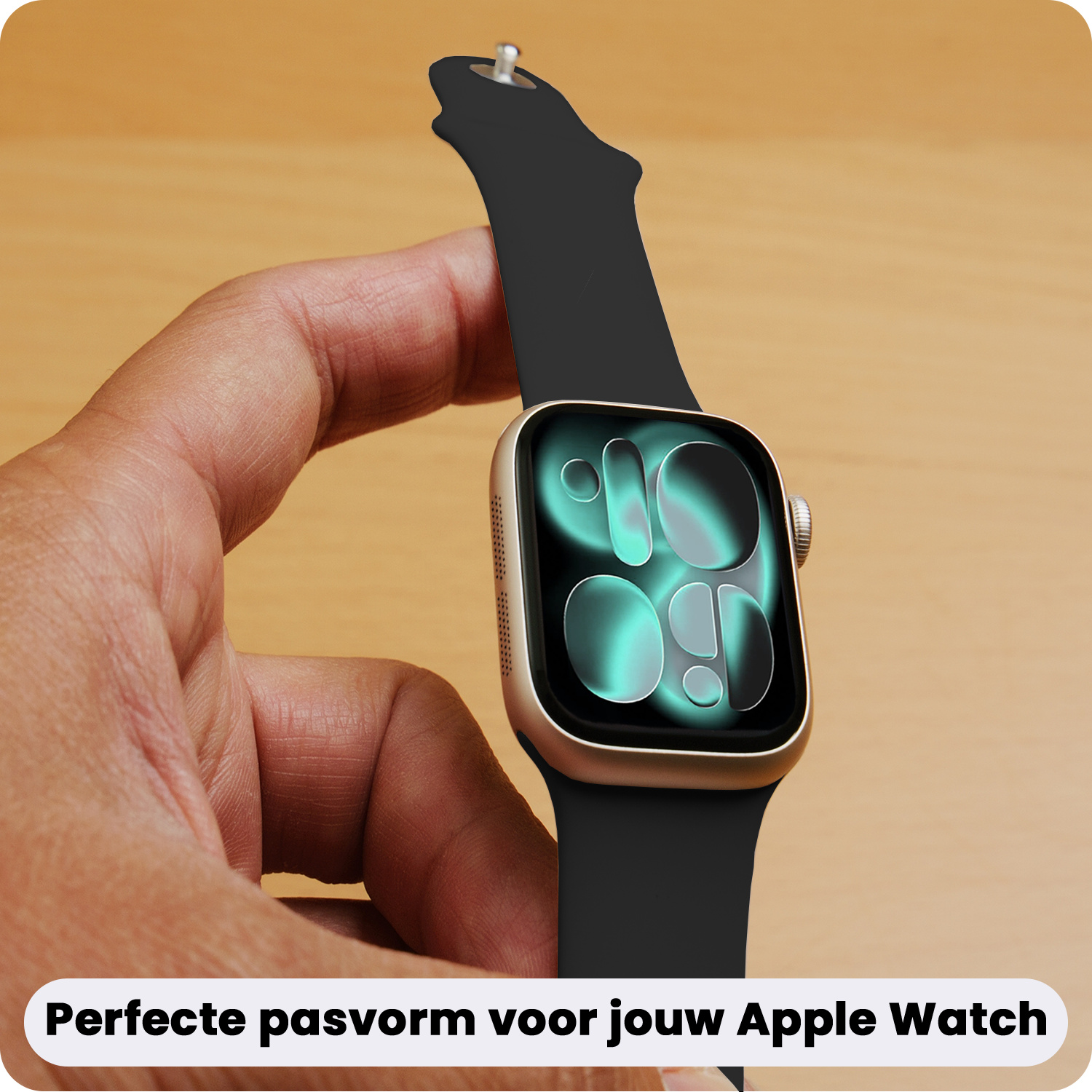 Forterra Forterra Apple Watch Bandje Siliconen Verstelbaar (42/44/45/46 mm) - Zwart
