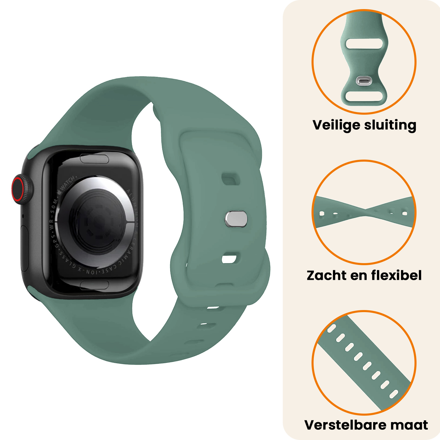 Nomfy Nomfy Apple Watch Bandje Siliconen Verstelbaar (38/40/41 mm) - Cactus