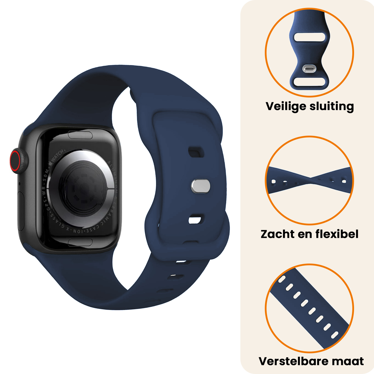 Nomfy Nomfy Apple Watch Bandje Siliconen Verstelbaar (38/40/41 mm) - Donkerblauw