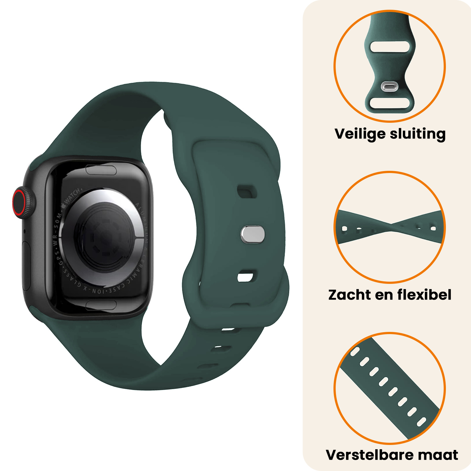 Nomfy Nomfy Apple Watch Bandje Siliconen Verstelbaar (38/40/41 mm) - Donkergroen
