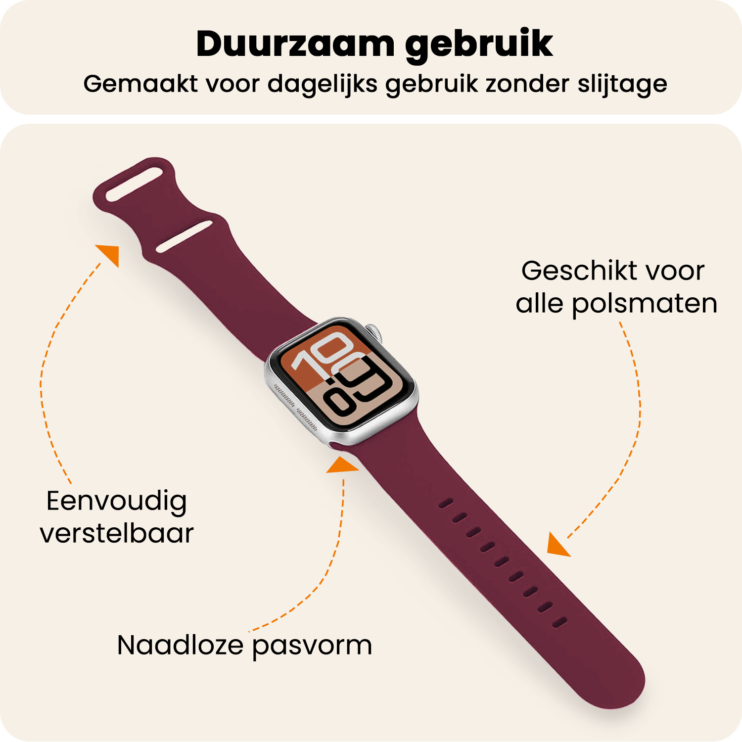 Nomfy Nomfy Apple Watch Bandje Siliconen Verstelbaar (38/40/41 mm) - Donker Rood