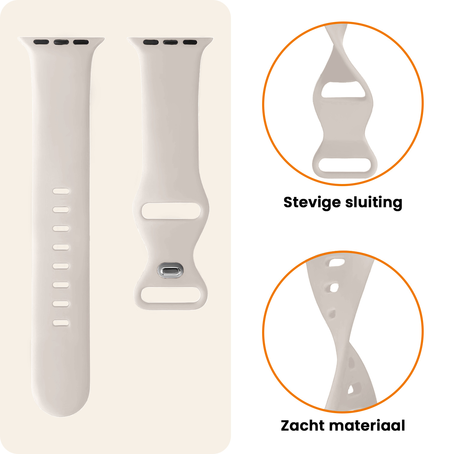 Nomfy Nomfy Apple Watch Bandje Siliconen Verstelbaar (38/40/41 mm) - Ivoor
