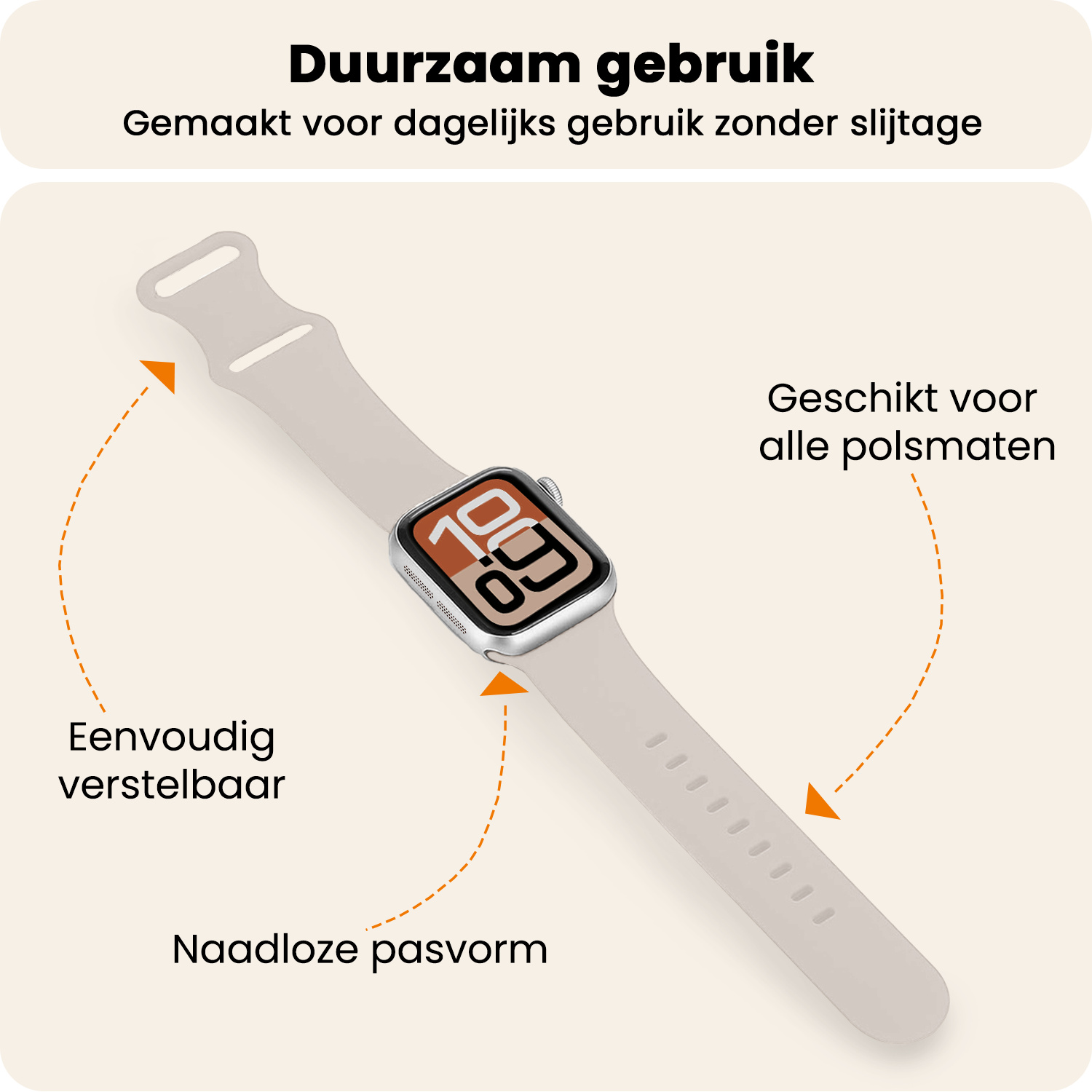 Nomfy Nomfy Apple Watch Bandje Siliconen Verstelbaar (38/40/41 mm) - Ivoor