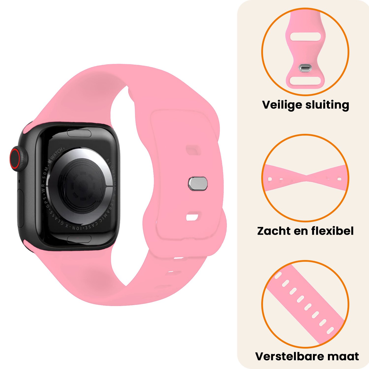Nomfy Nomfy Apple Watch Bandje Siliconen Verstelbaar (38/40/41 mm) - Roze
