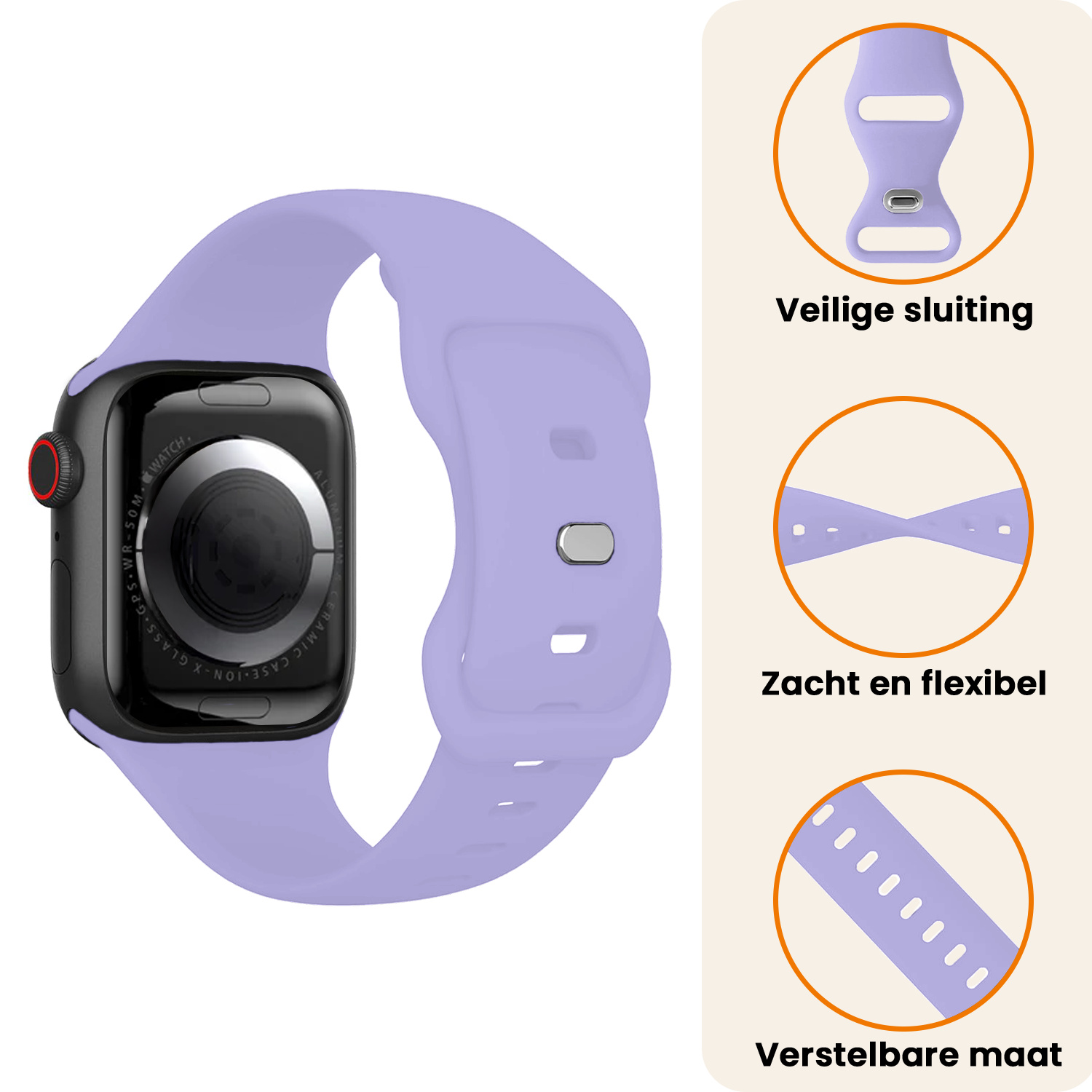 Nomfy Nomfy Apple Watch Bandje Siliconen Verstelbaar (38/40/41 mm) - Violet