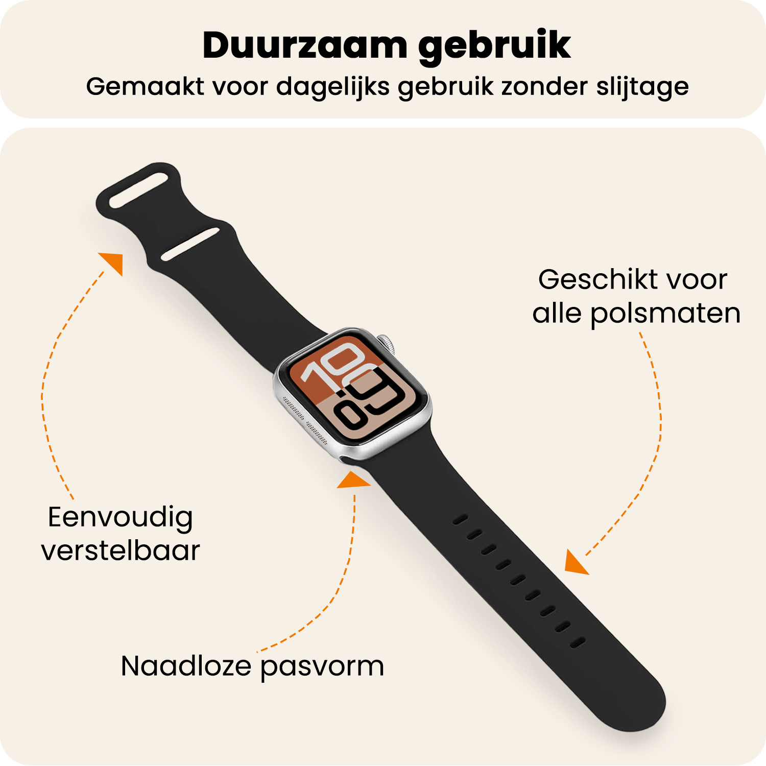 Nomfy Nomfy Apple Watch Bandje Siliconen Verstelbaar (38/40/41 mm) - Zwart