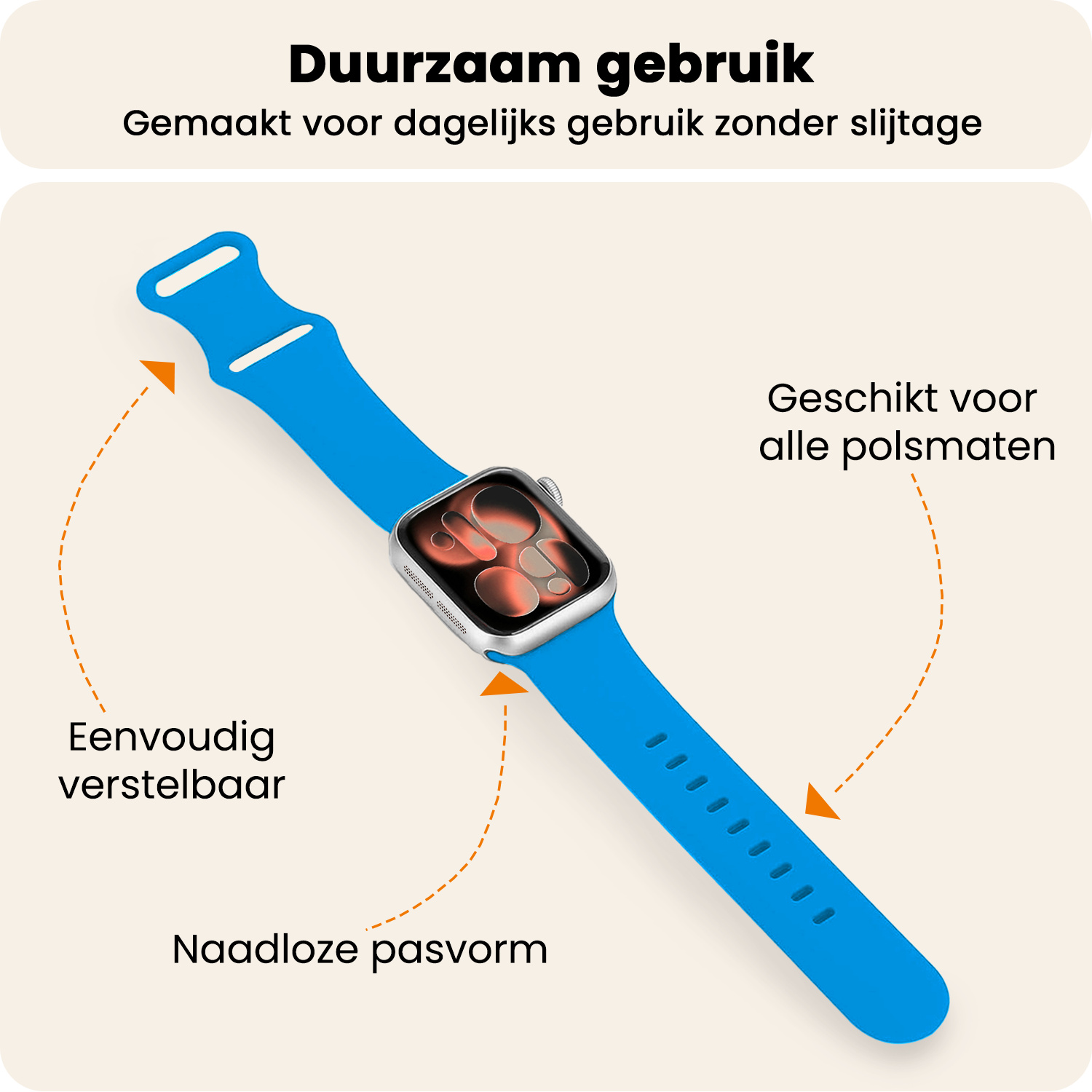 Nomfy Nomfy Apple Watch Bandje Siliconen Verstelbaar (42/44/45/46 mm) - Blauw