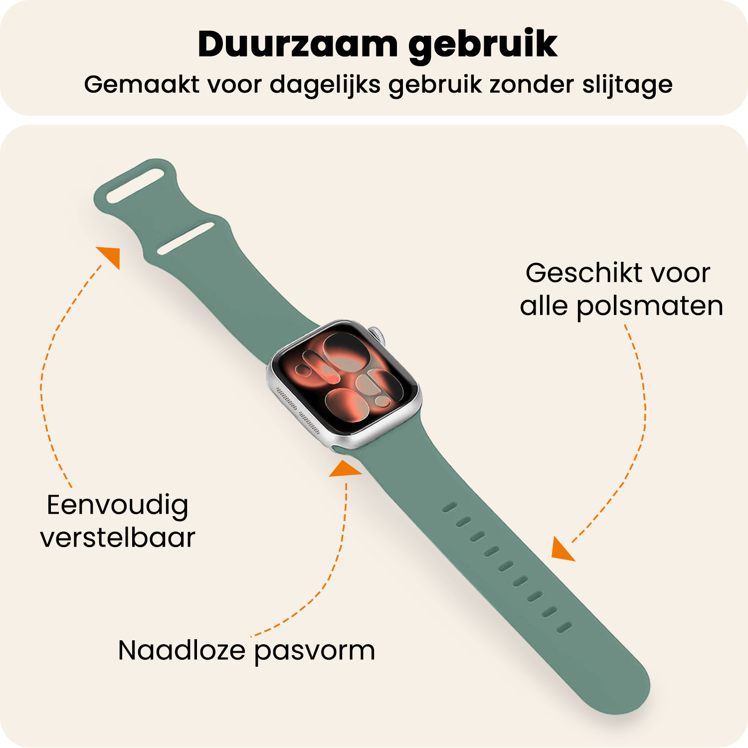 Nomfy Nomfy Apple Watch Bandje Siliconen Verstelbaar (42/44/45/46 mm) - Cactus