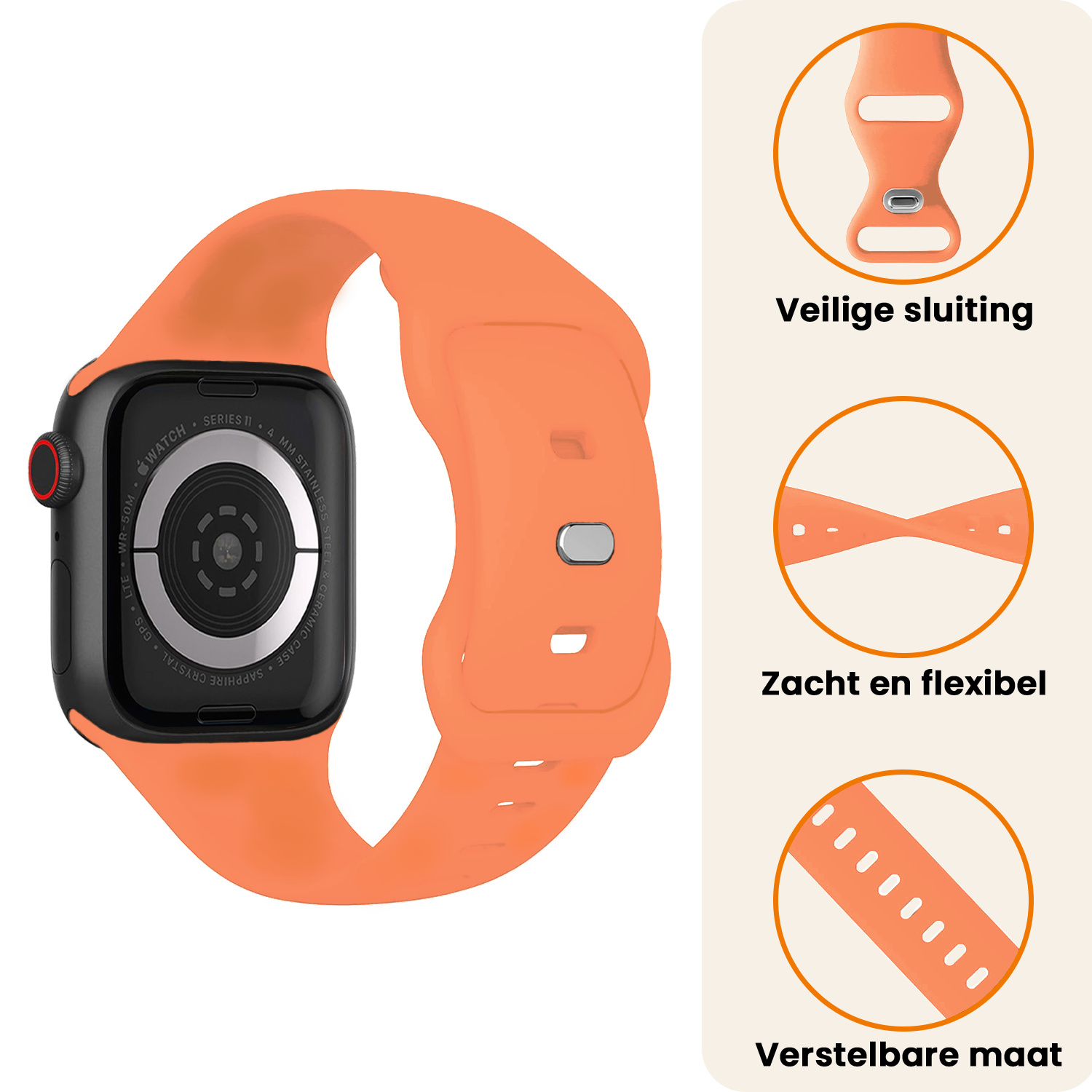 Nomfy Nomfy Apple Watch Bandje Siliconen Verstelbaar (42/44/45/46 mm) - Calendula